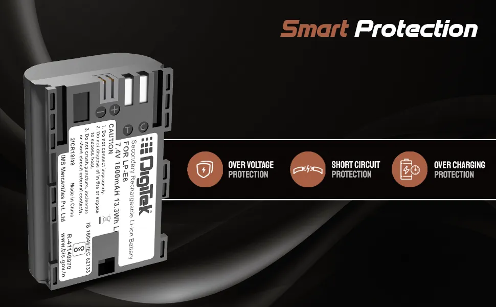 DIGITEK (LP-E6) 1800 mAh Secondary Li-ion Rechargeable Battery for DSLR Camera overview 4