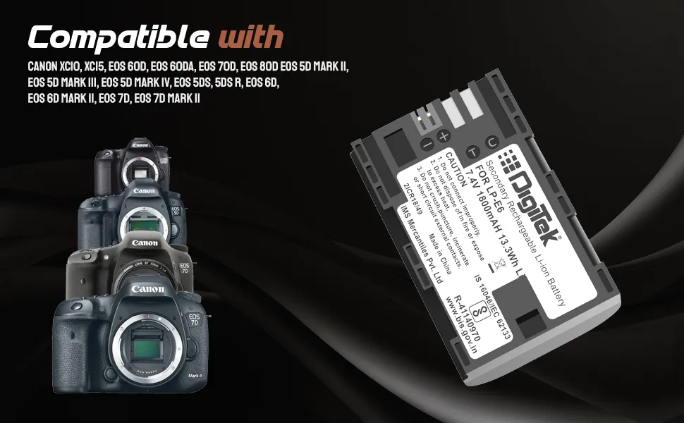 DIGITEK (LP-E6) 1800 mAh Secondary Li-ion Rechargeable Battery for DSLR Camera overview 5