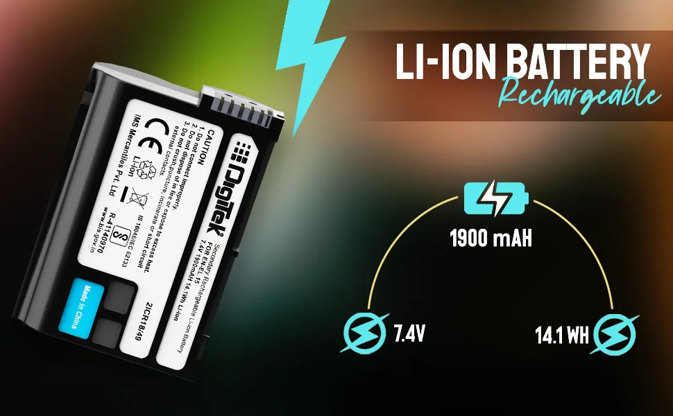 Digitek (EN-EL15) 1900mAh Secondary Rechargeable Battery Packs for Digital Camera overview 3