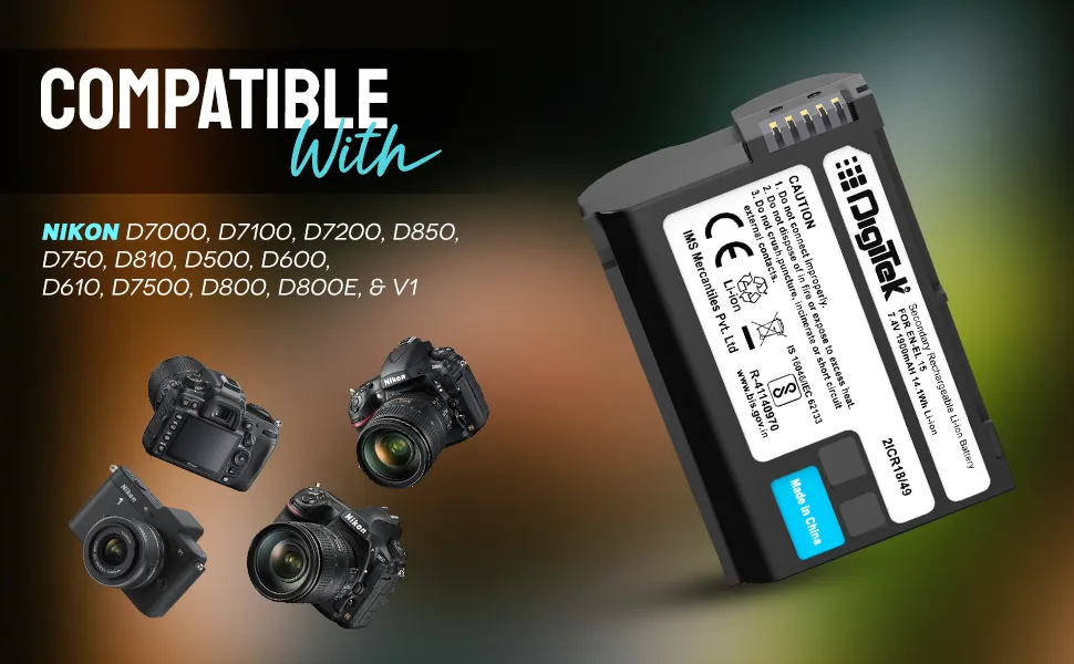 Digitek (EN-EL15) 1900mAh Secondary Rechargeable Battery Packs for Digital Camera overview 5
