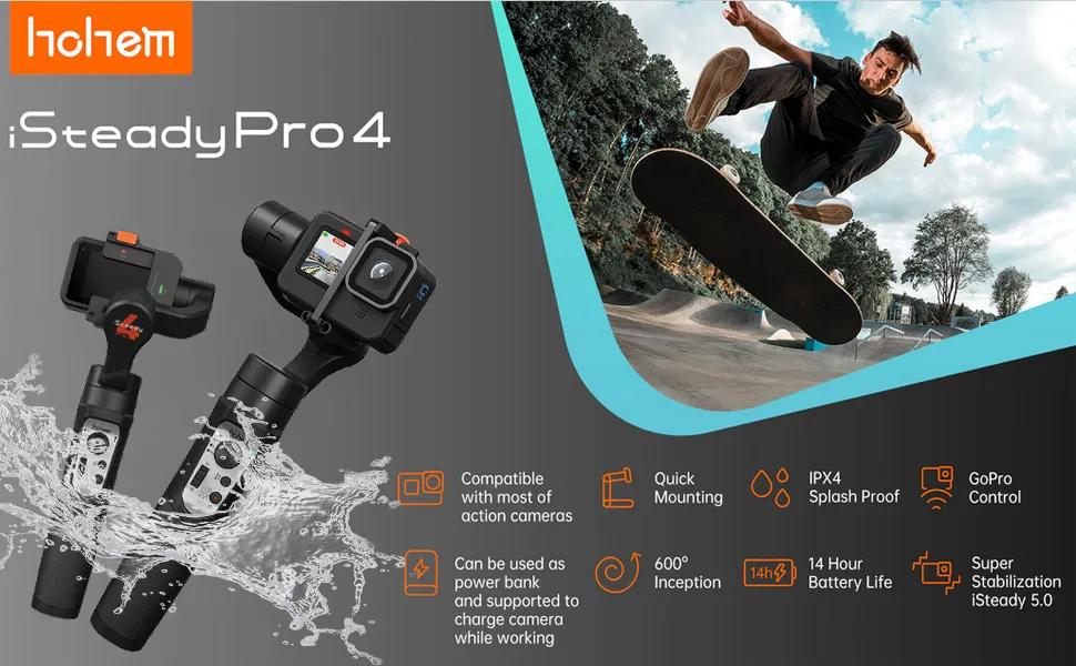 Hohem iSteady Pro4 3-Axis Gimbal for Gopro Action Camera Stabilizer overview 1