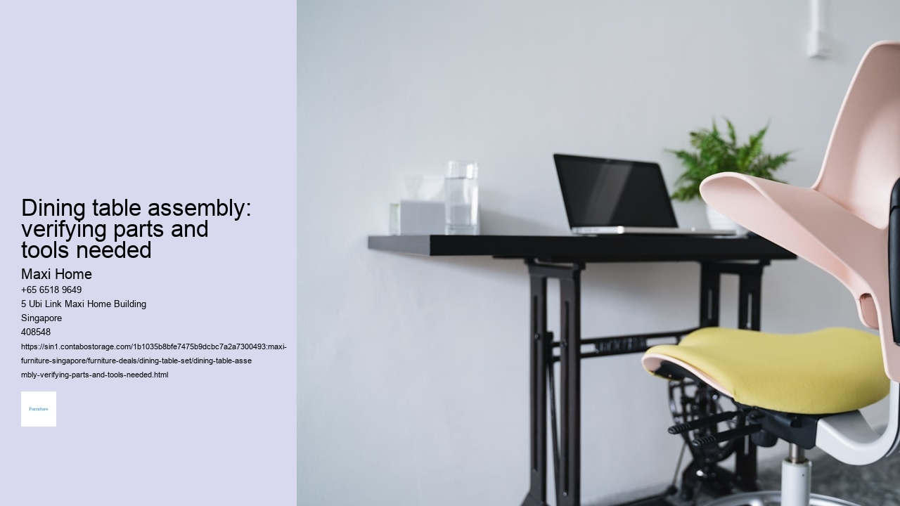 Dining table assembly: verifying parts and tools needed