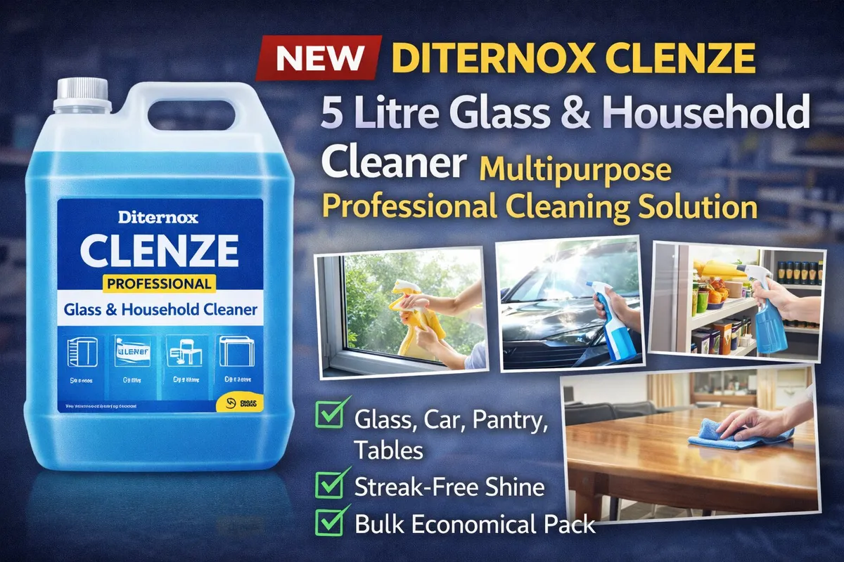 Diternox Clenze Professional Glass & Household Cleaner (5 Litre): One Solution for a Spotless Home and Car