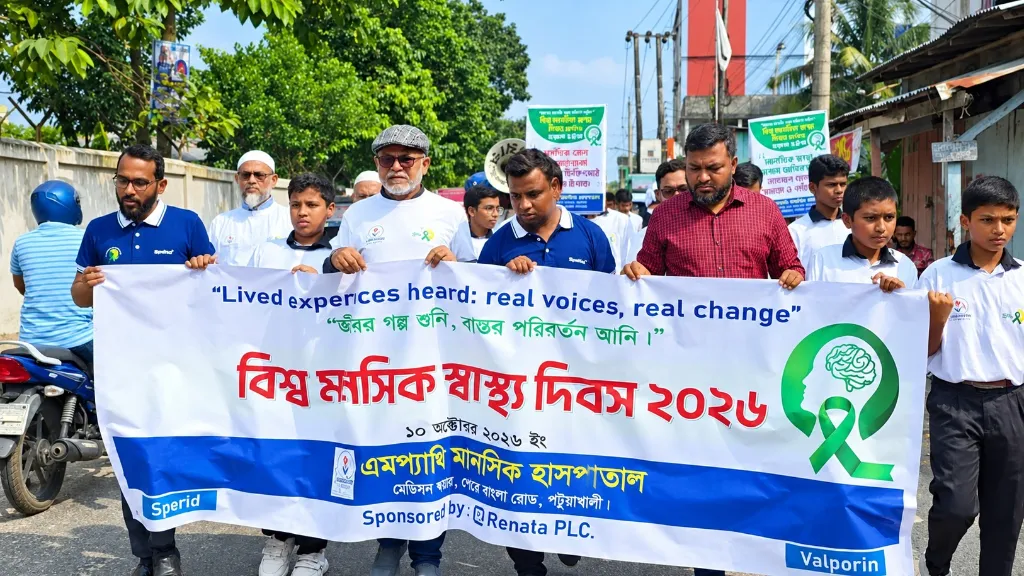 পটুয়াখালীতে বিশ্ব মানসিক স্বাস্থ্য দিবস পালিত