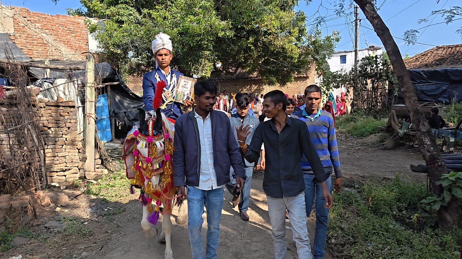 भारत का संविधान हांथ में लेकर घोड़े पर निकला दूल्हा