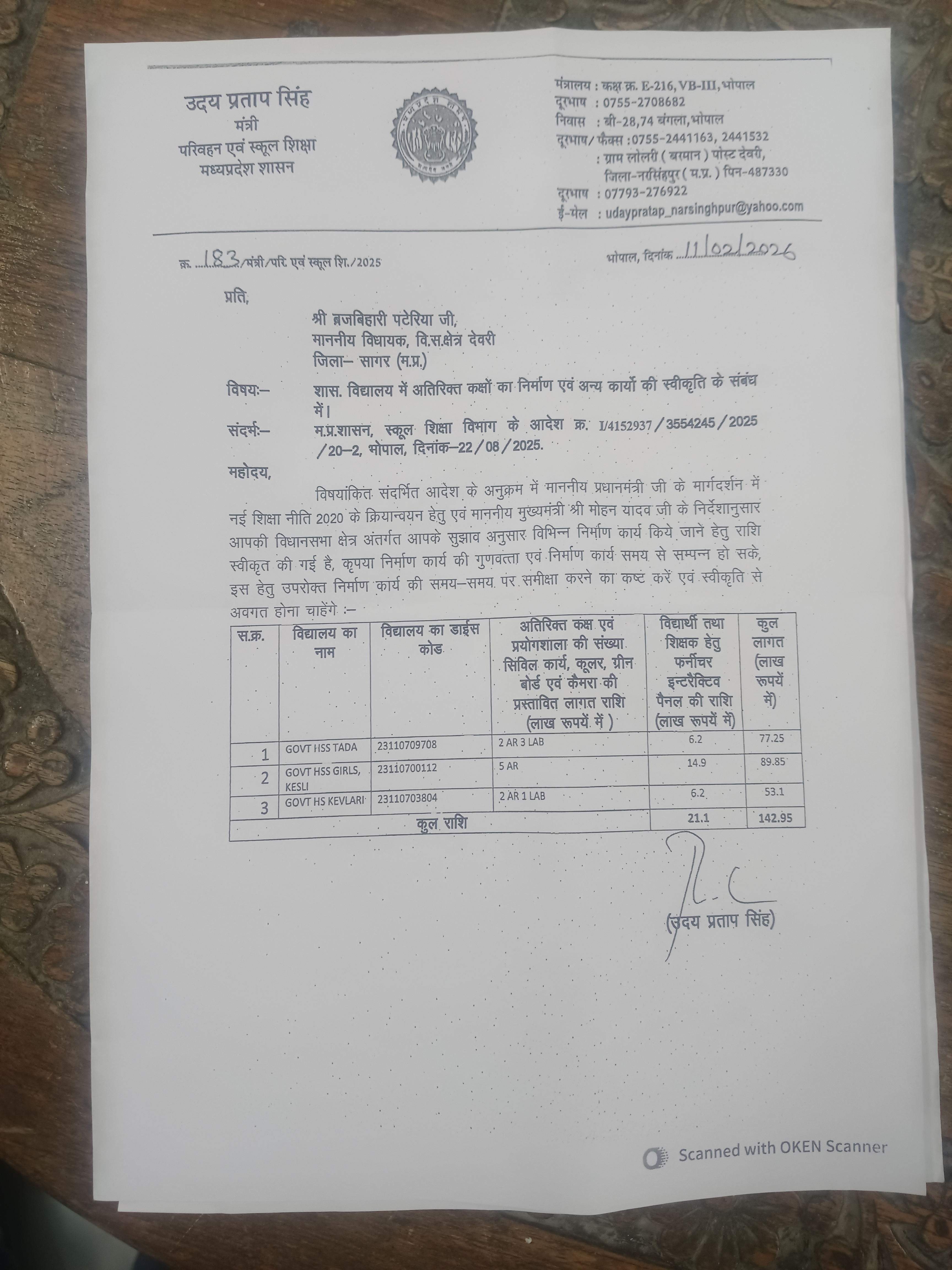 केसली को बड़ी सौगात: विधायक ब्रजबिहारी पटेरिया के प्रयासों से स्कूलों के कायाकल्प हेतु ₹142 लाख रूपए स्वीकृत
