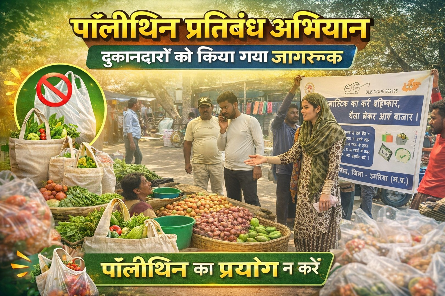 पॉलीथिन प्रतिबंध अभियान: सब्जी मंडी में दुकानदारों को किया गया जागरूक posted by Shammi Khan Niazi from Naurozabad