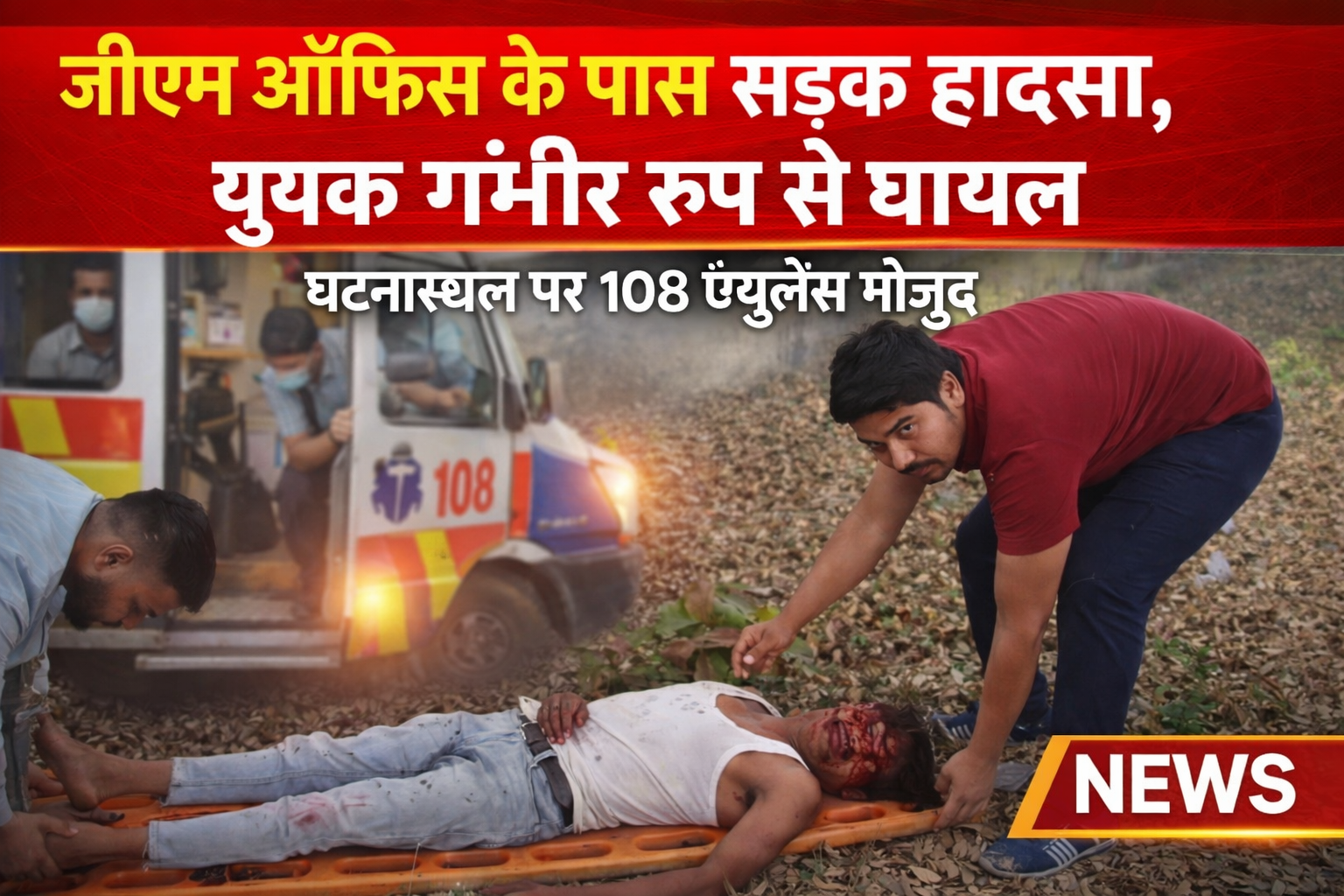 जीएम ऑफिस के पास सड़क हादसा, युवक गंभीर रूप से घायल posted by Shammi Khan Niazi from Naurozabad