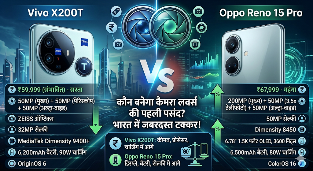 Vivo X200T Vs Oppo Reno 15 Pro: कीमत से लेकर कैमरा तक, किसमें है ज्यादा दम?