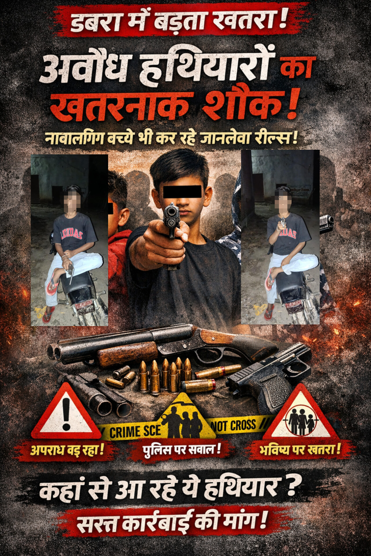 डबरा में खतरनाक ट्रेंड: अवैध हथियारों के साथ रील बना रहे नाबालिक युवा, पुलिस की भूमिका पर सवाल posted by Hemant Upadhyay  from Bhitarwar