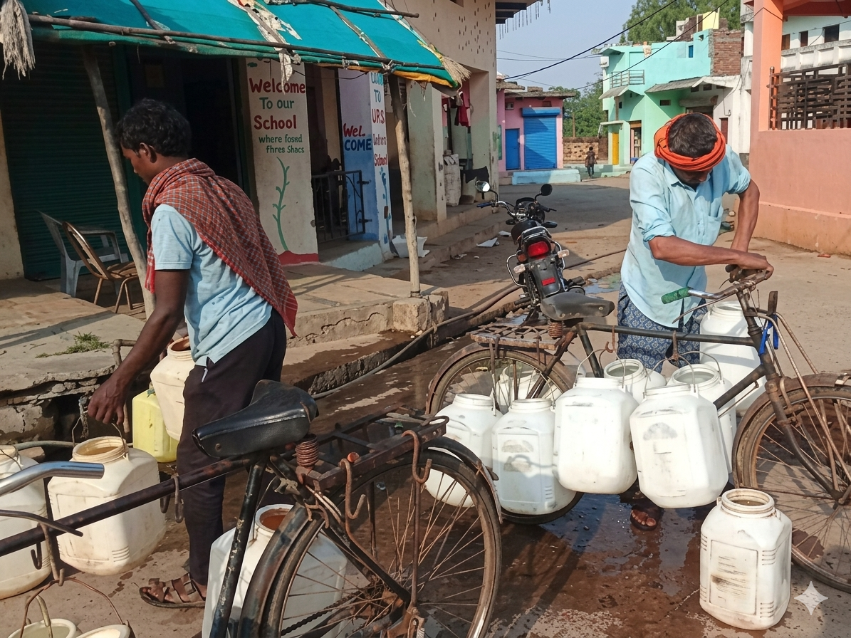 पन्ना जिले के बृजपुर में जल संकट: 42 डिग्री पारे में बूंद-बूंद पानी को तरस रही 7 हजार की आबादी