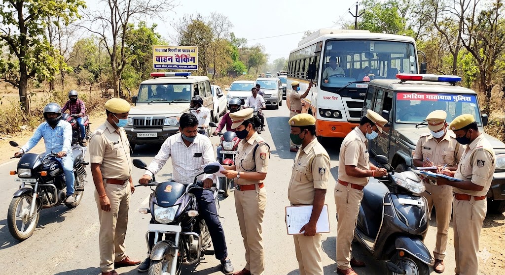 उमरिया: यातायात पुलिस की सख्ती, नियमों का उल्लंघन करने वालों पर कार्यवाही