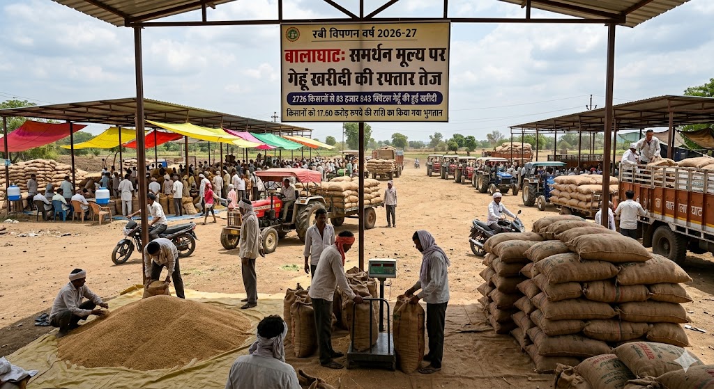 बालाघाट: किसानों की समृद्धि की ओर कदम, समर्थन मूल्य पर 83 हजार क्विंटल से अधिक गेहूं की खरीदी