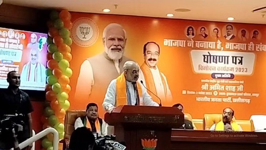 भाजपा ने जारी किया घोषणा पत्र, शाह बोले- दिल्ली भेजा जाता है छत्तीसगढ़ का पैसा