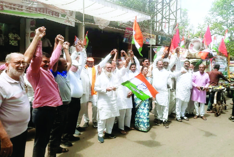 इंडिया गठबंधन ने हाथ मिलाकर लिया कांग्रेस पार्टी को जिताने का संकल्प