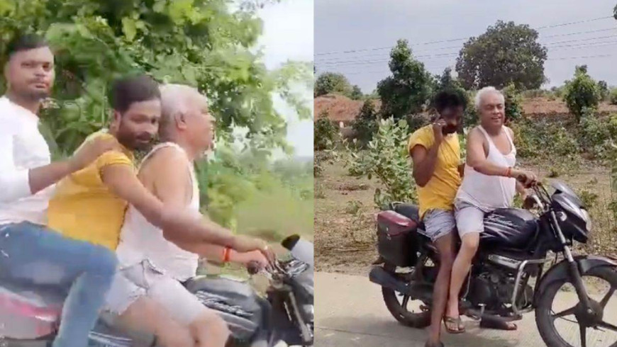 हॉफ पैंट और बनियान में ट्रिपलिंग, शराब के नशे में उमरिया के सीएमएचओ ने हाईवे पर दौड़ाई बाइक