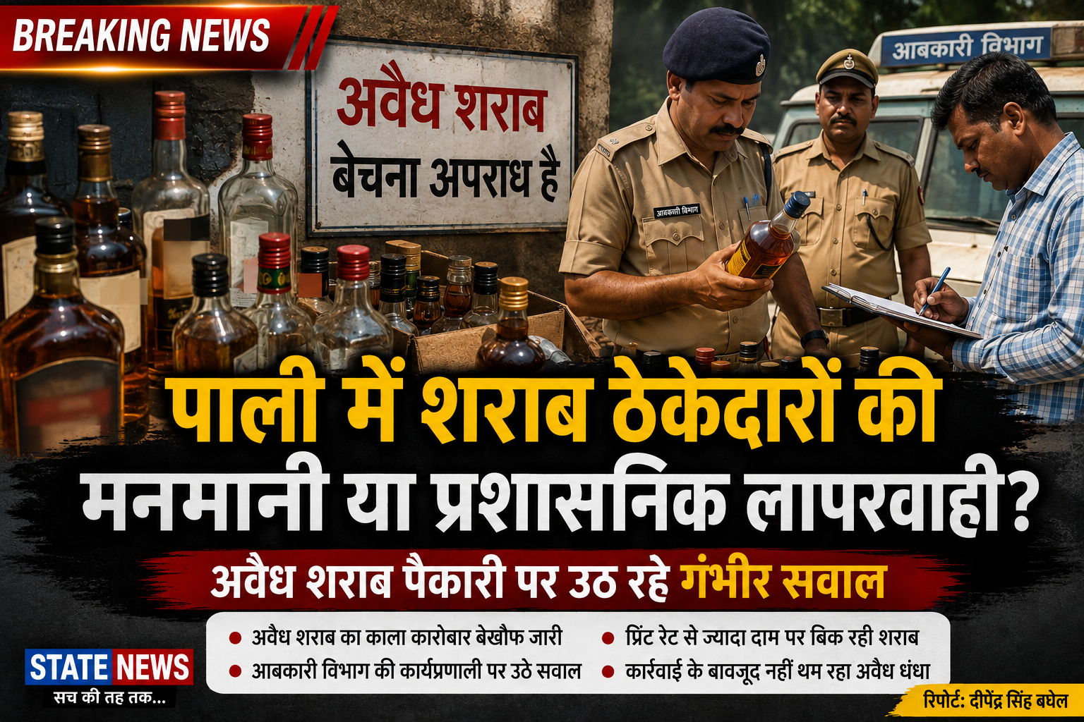 पाली में शराब ठेकेदारों की मनमानी या प्रशासनिक लापरवाही? अवैध शराब पैकारी पर उठ रहे गंभीर सवाल