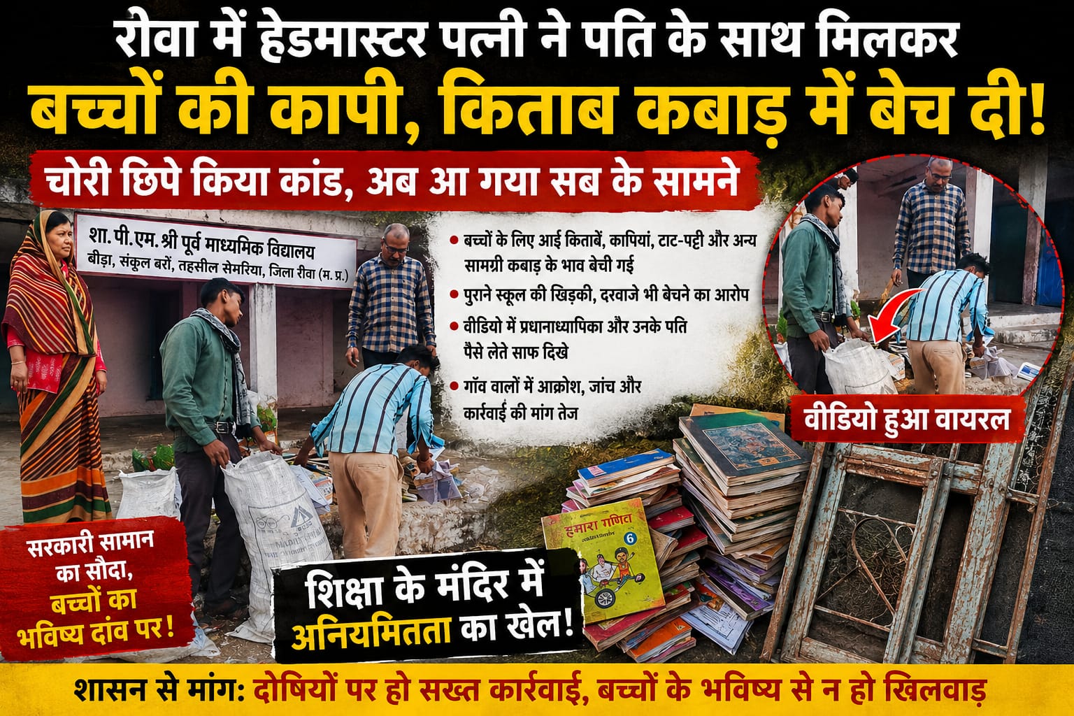 विद्यालय की सामग्री बेचने का आरोप: प्रधानाध्यापिका और पति का वीडियो वायरल, जांच की मांग तेज