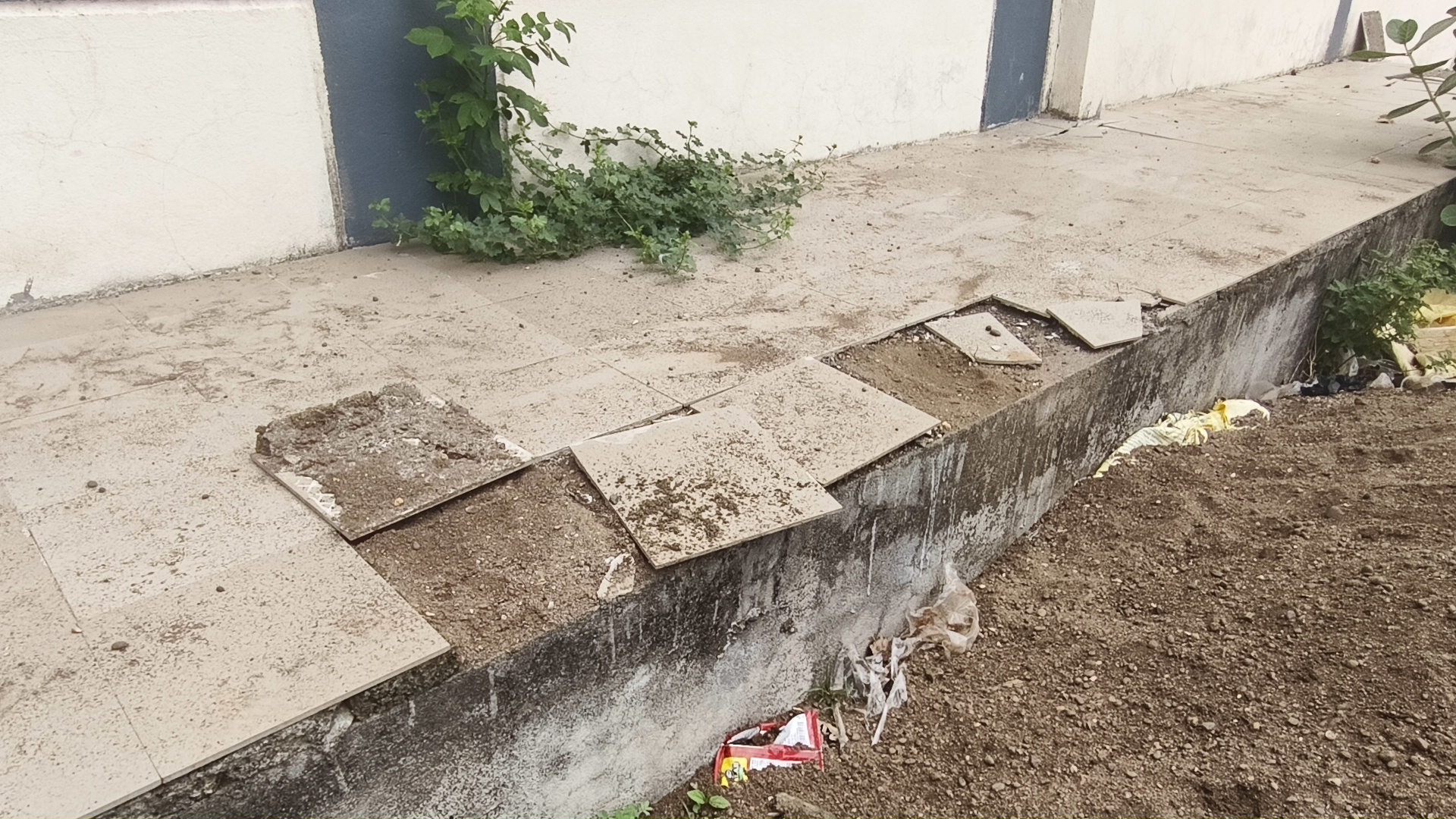नगर पालिका का नया भवन अभी शुरू हुआ भी नहीं, भवन की टाइल्स उखाड़ना और टूटना शुरू हो गई है।