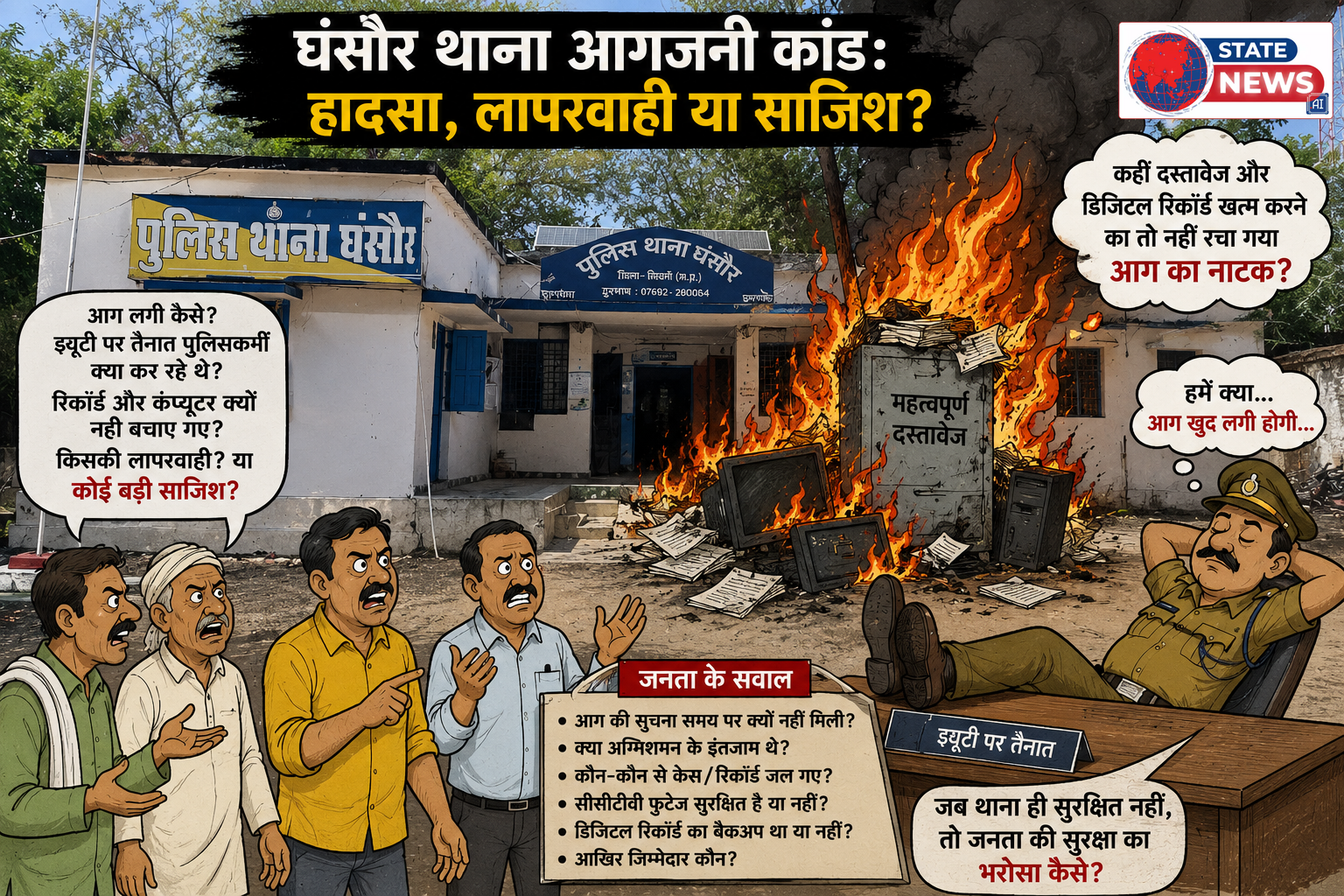 घंसौर थाना आगजनी: हादसा, लापरवाही या फिर रिकॉर्ड मिटाने की सुनियोजित साजिश?