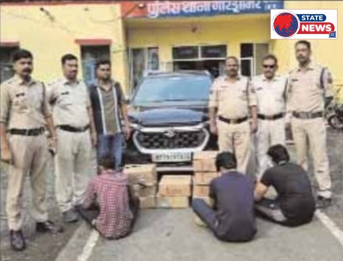 अवैध शराब परिवहन करते 2 आरोपी गिरफ्तार, 81 बल्क लीटर शराब और कार जप्त