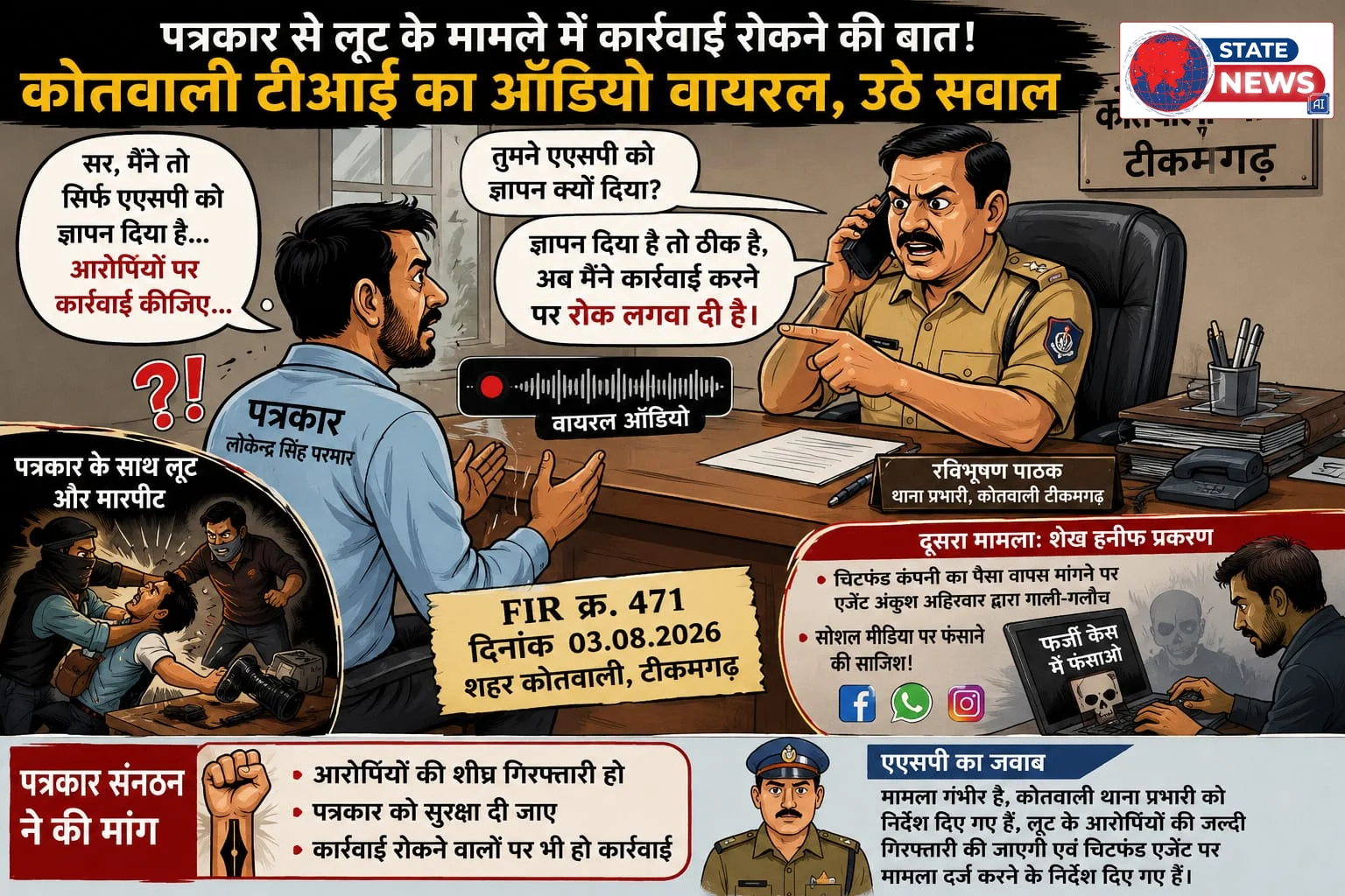 लूट के मामले में कार्रवाई पर रोक की बात वाला ऑडियो वायरल, कोतवाली टीआई पर उठे गंभीर सवाल