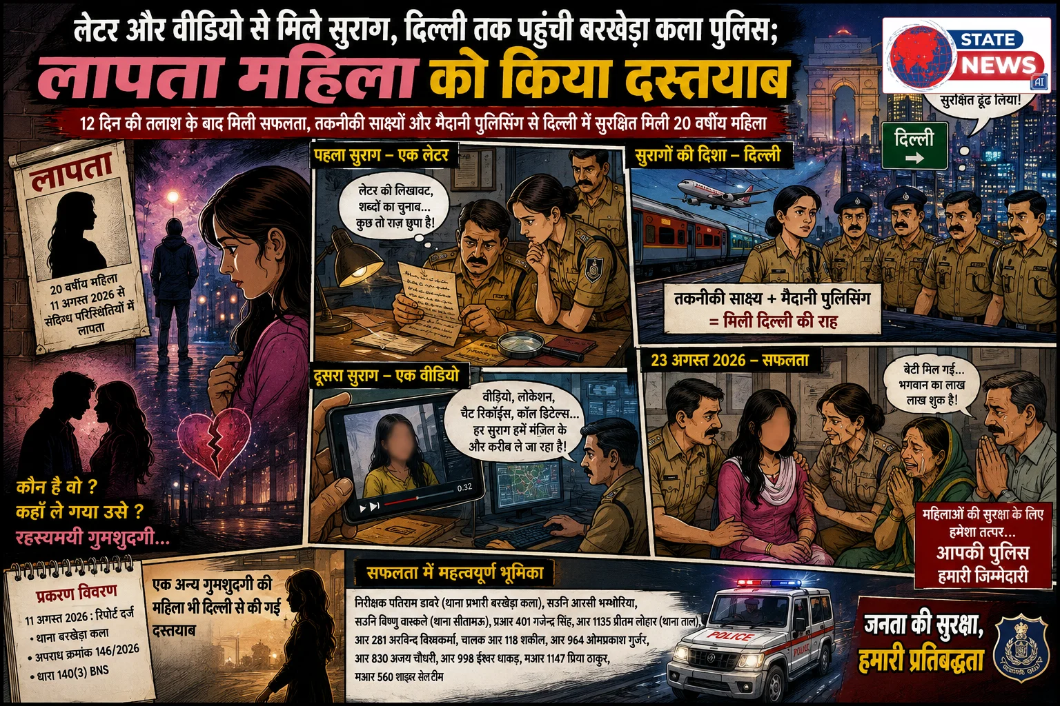 लेटर और वीडियो से मिले सुराग, दिल्ली तक पहुंची बरखेड़ा कला पुलिस; लापता को किया दस्तयाब