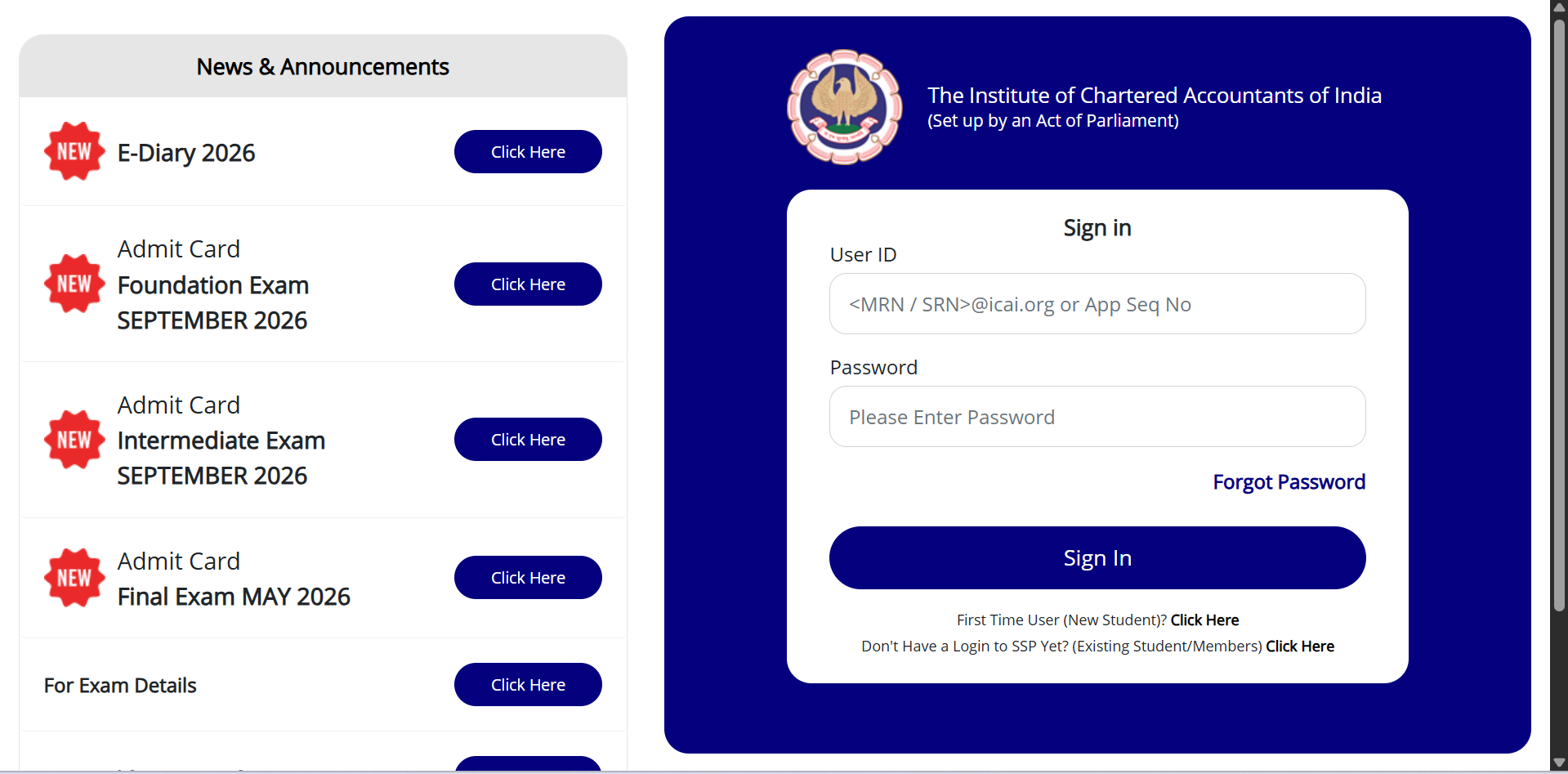 ICAI Releases CA Foundation and Inter Admit Card for 2026 September Session