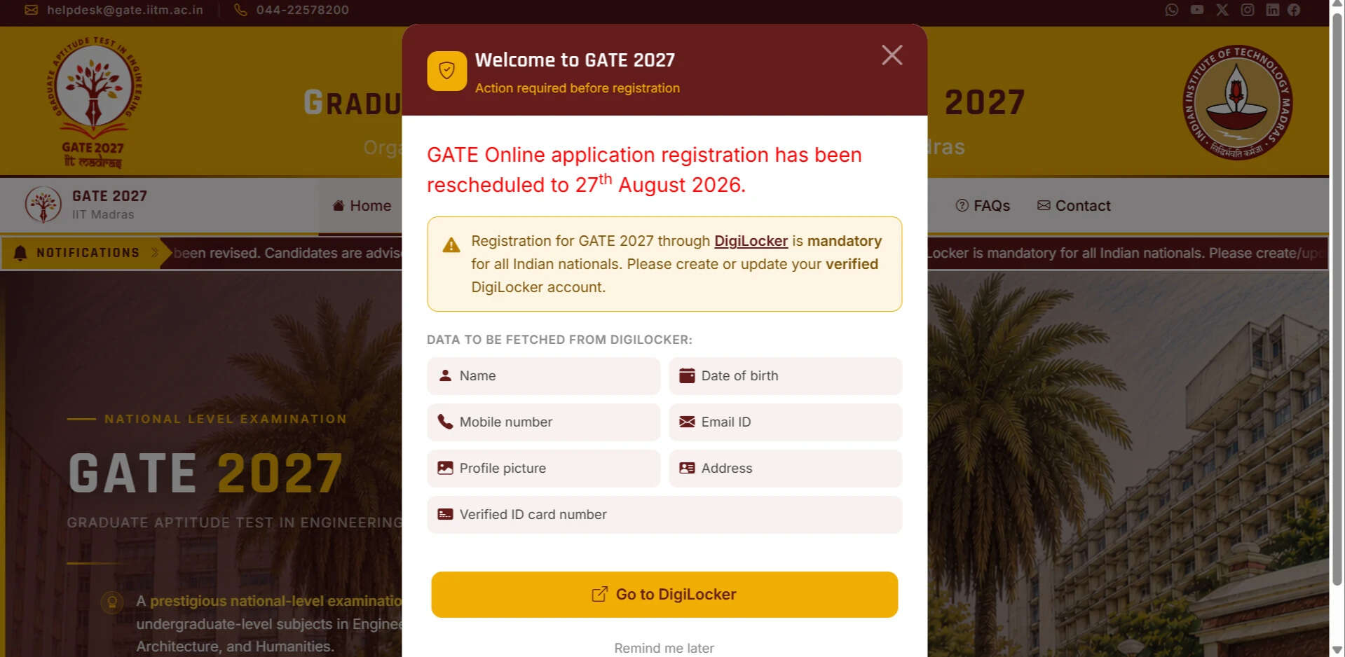 GATE 2027 Registration Delayed: IIT Madras to Open Applications on August 27