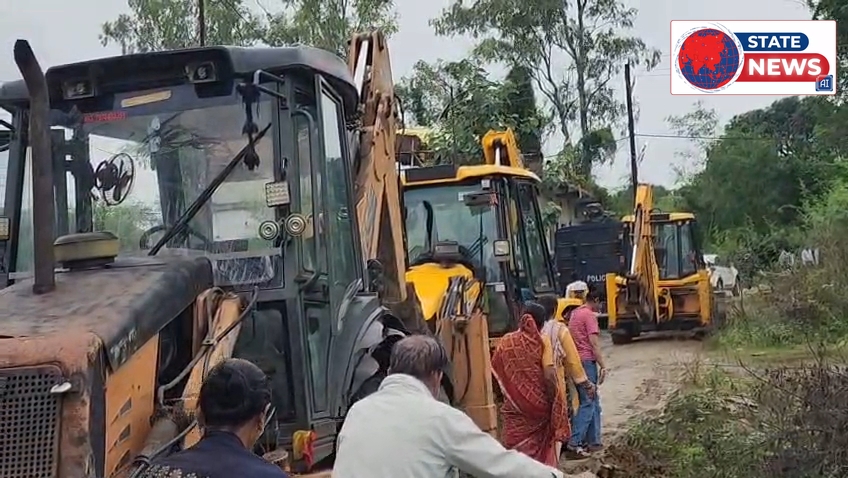 हमीदिया में अवैध निर्माण पर बुलडोजर की कार्रवाई