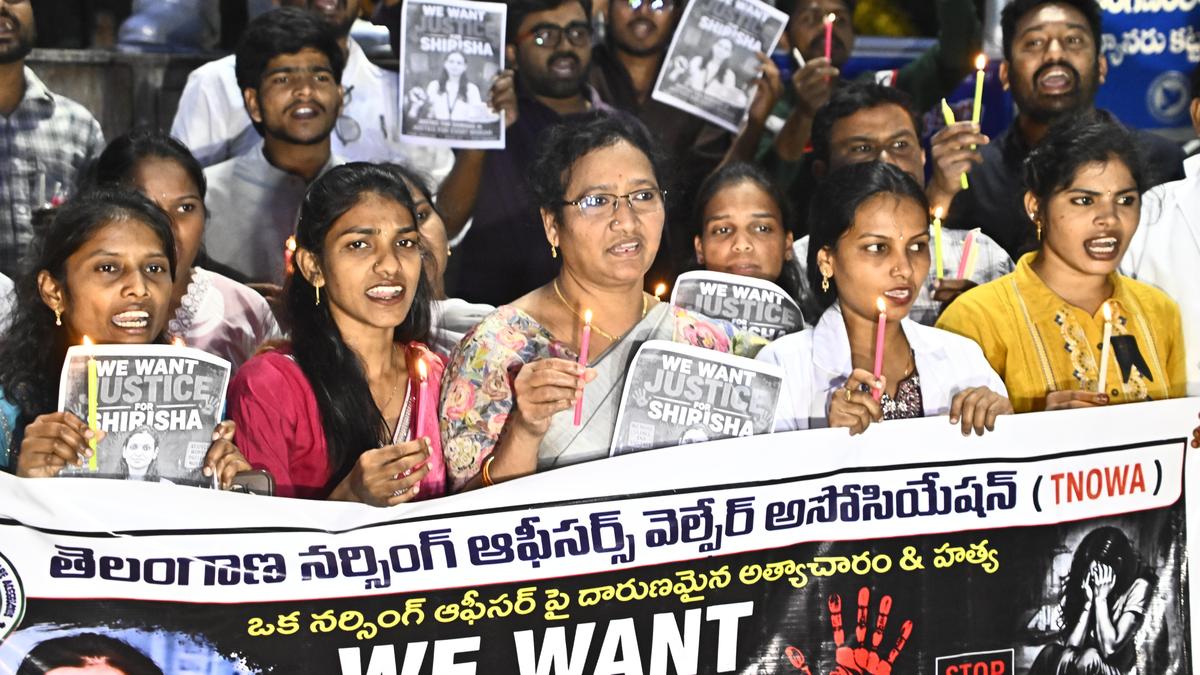 Hyderabad Nurses Hold Candlelight Vigil Demanding Justice for Murdered 21-Year-Old Colleague