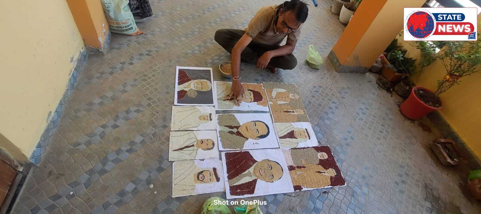 अनाज के दानों से ब्रिक्स राष्ट्राध्यक्षों की तस्वीरें