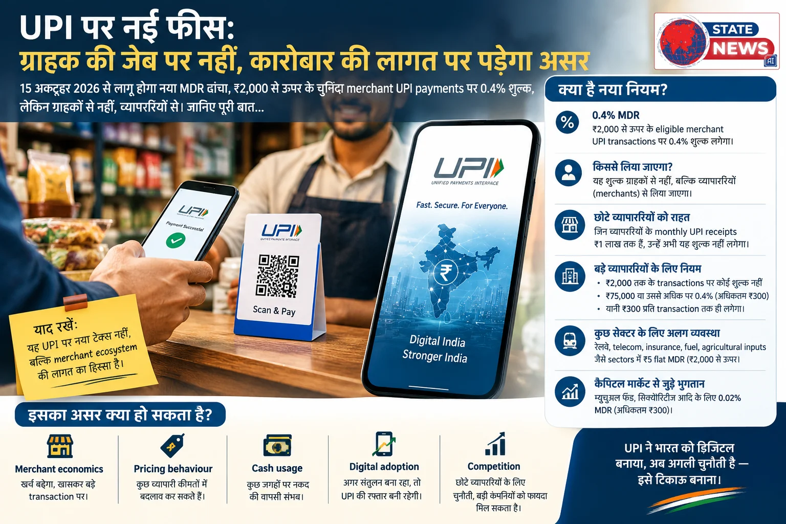 UPI पर नई फीस: ग्राहक की जेब पर नहीं, कारोबार की लागत पर पड़ेगा असर