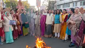 कांग्रेस विधायक के विवादित बयान पर भाजपा महिला मोर्चा का प्रदर्शन