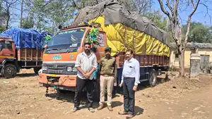 फर्जी नंबर प्लेट से आयशर वाहन में नीम की लकड़ी का अवैध परिवहन