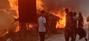 भीषण अग्निकांड में चार से अधिक मकान और 12 से अधिक मवेशियों की कोठे जलकर हुएखाक*