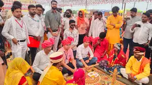 मुख्यमंत्री कन्या विवाह एवं निकाह सम्मेलन त्यौंथर में परिणय सूत्र में बंधे 186 जोड़े