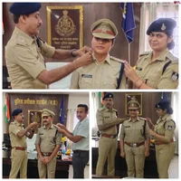 पुलिस अधीक्षक ने पदोन्नत रक्षित निरीक्षकों को स्टार लगाकर दी शुभकामनाएं