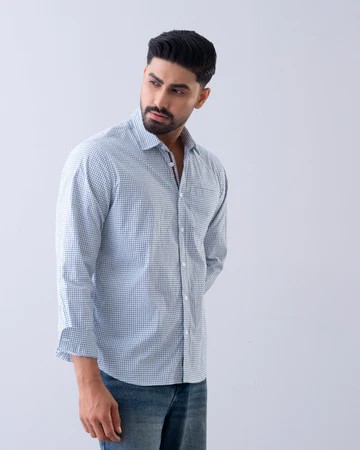Sky Blue Linen Full Sleeve Shirt