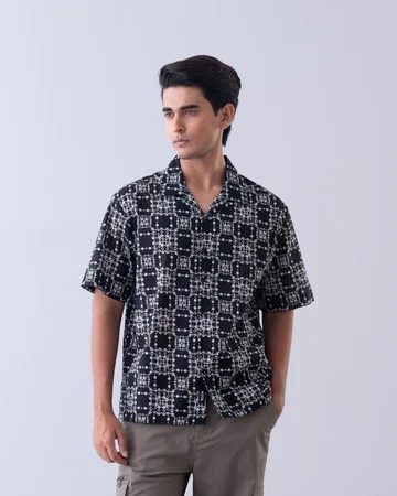 Black Mosaic Printed Shirt