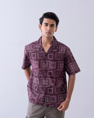 Burgundy Geometric Printed Shirt