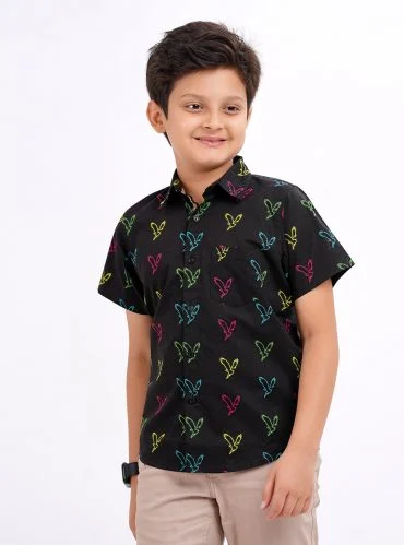 Black Neon Print Kids Shirt