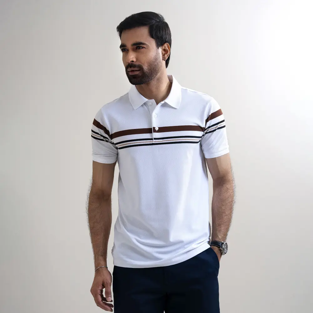 White Stripe Polo Shirt