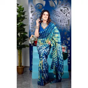 Woman Fashion  Colorful Silk Batik Saree For women