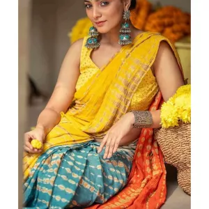 Attractive Colorful Silk Batik Saree For women
