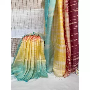 Beautiful Looking Colorful Silk Batik Saree For women
