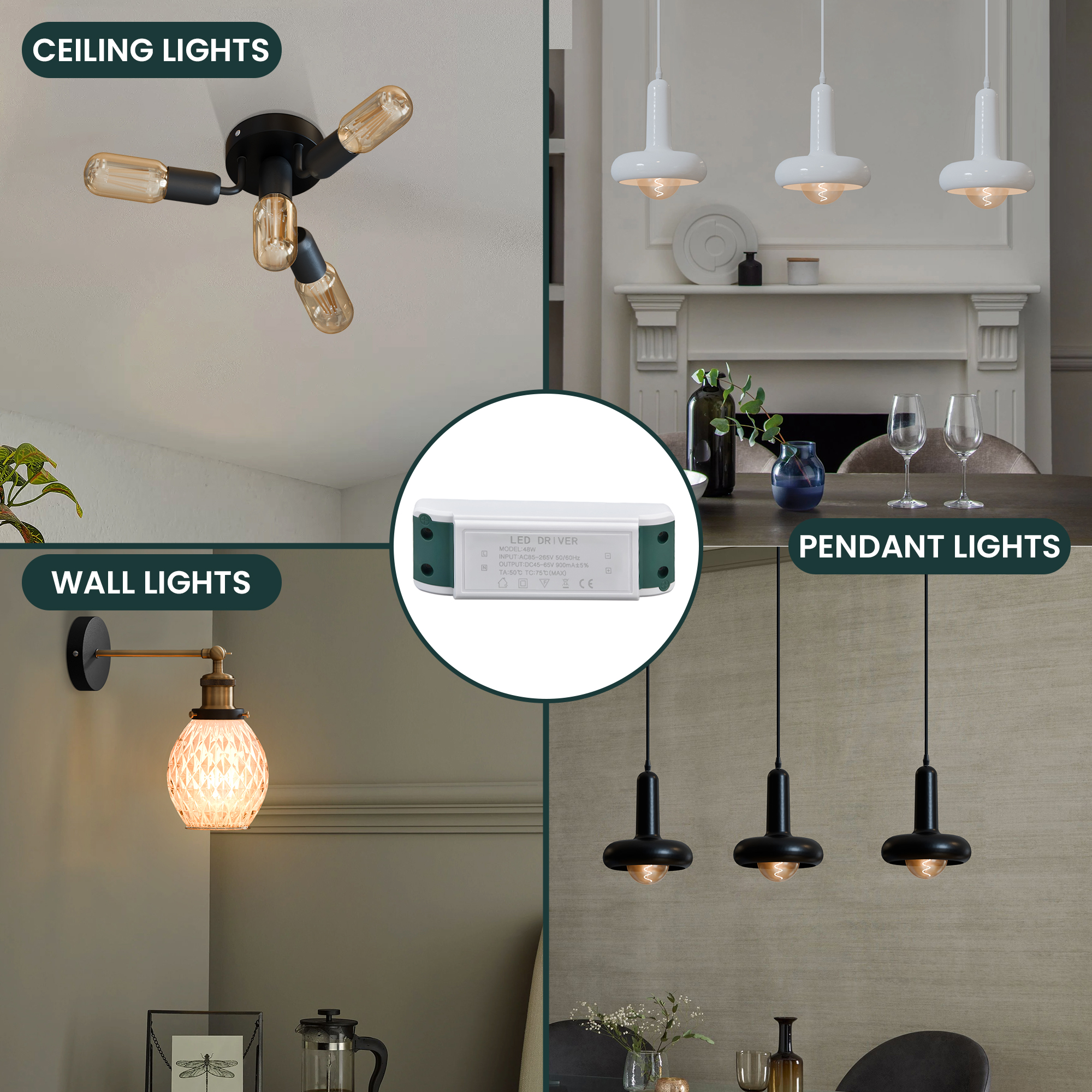 Transformador de fuente de alimentación constante LED vatios CC 36W,37-48W controlador LED MR16 luces - Imagen 18 de 19