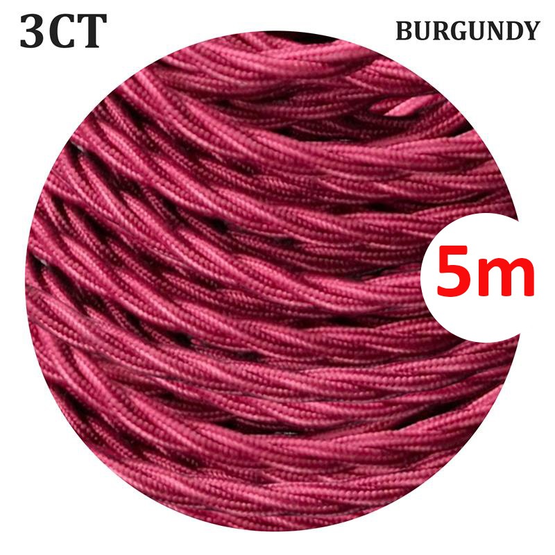 Textilkabel Stoffkabel Lampen-Kabel 5M 3-adrig gedreht Stromkabel Elektrokabel - Bild 13 von 13