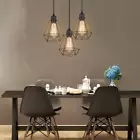 Lámpara de techo colgante de metal industrial geométrica alambre jaula pantallas - Imagen 12 de 20