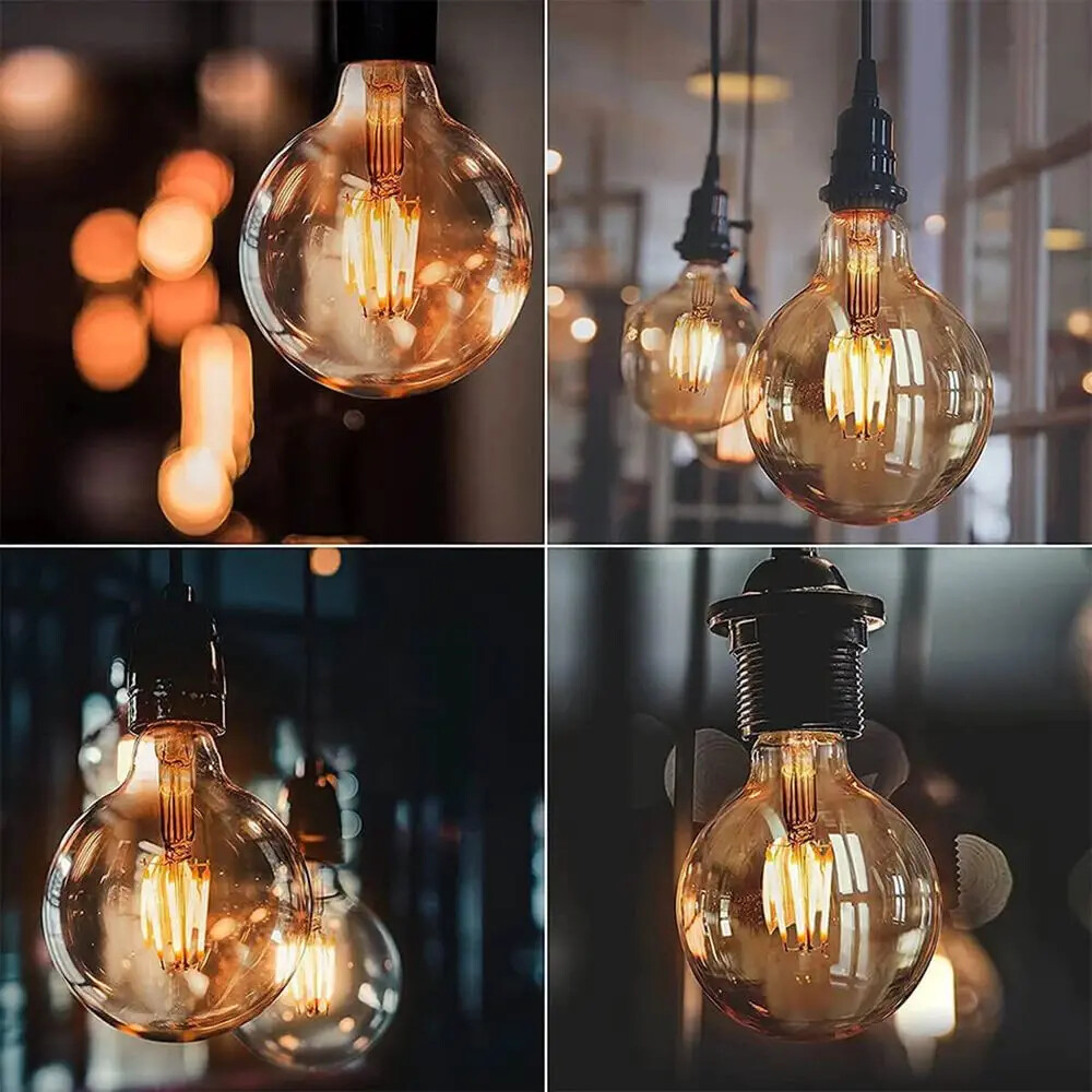 как выглядит Vintage LED Bulb 4W/8W G95 Globe  Edison D cor E26 Screw 1/3/5 Pack фото